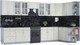 Миниатюра изображения товара Кухонный гарнитур Интерлиния Мила Шато 1.7x3.7 правая (белый/белый/кастилло темный)