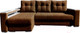 Миниатюра изображения товара Диван угловой Bobrovmebel Влада 8/2дн левый накладки + полка и пенал (микровелюр симпл 45 коричневый)