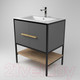 Миниатюра изображения товара Тумба под умывальник Дабер 010 Andrea Elen 80 / Т10.8А.2.4 (черный/серый/дуб канзас коричневый)