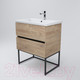 Миниатюра изображения товара Тумба под умывальник Дабер 012 Andrea Elen 80 / Т12.8А.1.6Ч (дуб канзас коричневый/черный)