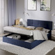 Миниатюра изображения товара Двуспальная кровать ТриЯ Лора с ПМ 160x200 (велюр Confetti Blue)