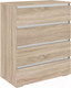 Миниатюра изображения товара Комод Кортекс-мебель Бари 80 4ш (дуб сонома/дуб сонома/белый)
