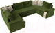 Миниатюра изображения товара Диван П-образный Лига Диванов Николь П-образный 105 / 60352 (микровельвет, зеленый)