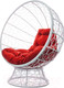 Миниатюра изображения товара Кресло садовое M-Group Кокос на подставке / 11590106 (белый ротанг/красная подушка)