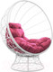 Миниатюра изображения товара Кресло садовое M-Group Кокос на подставке / 11590108 (белый ротанг/розовая подушка)