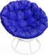 Миниатюра изображения товара Кресло садовое M-Group Папасан 12010110 (белый/синяя подушка)