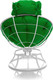 Миниатюра изображения товара Кресло садовое M-Group Папасан пружинка мини / 12080104 (белый/зеленая подушка)