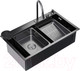 Миниатюра изображения товара Мойка кухонная со смесителем Mixline Pro 552104 (черный графит, с сифоном)
