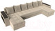 Миниатюра изображения товара Диван П-образный Лига Диванов Дубай полки слева (микровельвет бежевый)