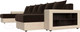Миниатюра изображения товара Диван П-образный Лига Диванов Дубай полки справа (микровельвет коричневый/экокожа бежевый)