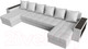 Миниатюра изображения товара Диван П-образный Лига Диванов Дубай полки справа (экокожа белый)