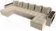 Миниатюра изображения товара Диван П-образный Лига Диванов Дубай полки справа (микровельвет бежевый)