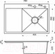 Миниатюра изображения товара Мойка кухонная AKS Прямоугольная 78x49 правая (графит)