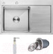 Миниатюра изображения товара Мойка кухонная AKS Прямоугольная 78x51 левая (сатин никель)