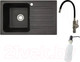 Миниатюра изображения товара Мойка кухонная со смесителем БелЭворс Styl L + смеситель W74004-2 + дозатор L405F (черный)