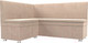 Миниатюра изображения товара Уголок кухонный мягкий Лига Диванов Уют левый / 109626L (велюр бежевый)