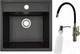 Миниатюра изображения товара Мойка кухонная со смесителем БелЭворс Rio + смеситель W74004-2 + дозатор L405F (черный)