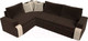 Миниатюра изображения товара Диван угловой Лига Диванов Николь левый / 29379L (микровельвет коричневый/экокожа бежевый)