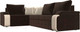 Миниатюра изображения товара Диван угловой Лига Диванов Николь левый / 29379L (микровельвет коричневый/экокожа бежевый)