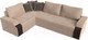Миниатюра изображения товара Диван угловой Лига Диванов Николь левый / 102970L (велюр бежевый/экокожа коричневый)