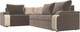 Миниатюра изображения товара Диван угловой Лига Диванов Николь левый / 102975L (велюр коричневый/экокожа бежевый)