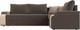 Миниатюра изображения товара Диван угловой Лига Диванов Николь правый / 102975 (велюр коричневый/экокожа бежевый)