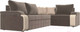 Миниатюра изображения товара Диван угловой Лига Диванов Николь правый / 102975 (велюр коричневый/экокожа бежевый)