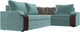 Миниатюра изображения товара Диван угловой Лига Диванов Николь правый / 102971 (велюр бирюзовый/экокожа коричневый)