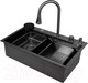 Миниатюра изображения товара Мойка кухонная со смесителем Arfeka AF PVD Nano 75x46 (черный)