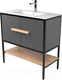 Миниатюра изображения товара Тумба под умывальник Дабер 010 WeltWasser Deilbach 7517-80 / Т10.8W.2.4 (черный/серый/дуб канзас коричневый)