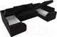 Миниатюра изображения товара Диван П-образный Лига Диванов Николь / 117006 (велюр черный/экокожа черный)