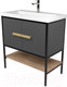 Миниатюра изображения товара Тумба под умывальник Дабер 010 Тобаго/Эридан 80 / Т10.8Т.2.4 (черный/серый/дуб канзас коричневый)