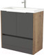 Миниатюра изображения товара Тумба под умывальник Дабер 017 Тобага/Эридан 80 / Т17.8Т.0.22Б (дуб галифакс/серый/ручка белая)