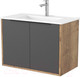 Миниатюра изображения товара Тумба под умывальник Дабер 018 70 / Т18.7.0.22Ч (дуб галифакс/серый/ручка черная)