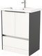 Миниатюра изображения товара Тумба под умывальник Дабер 017 Cersanit Como 70 / Т17.7С.0.20Ч (белый древесный/серый/ручка черная)