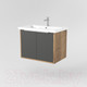 Миниатюра изображения товара Тумба под умывальник Дабер 018 Cersanit Como 70 / Т18.7С.0.22Б (дуб галифакс/серый/ручка белая)