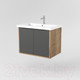 Миниатюра изображения товара Тумба под умывальник Дабер 018 Cersanit Como 70 / Т18.7С.0.22Ч (дуб галифакс/серый/ручка черная)