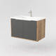 Миниатюра изображения товара Тумба под умывальник Дабер 018 Andrea Elen 80 / Т18.8А.0.22Б (дуб галифакс/серый/ручка белая)