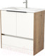 Миниатюра изображения товара Тумба под умывальник Дабер 017 Andrea Elen 80 / Т17.8А.0.21Ч (дуб галифакс/белый/ручка черная)