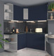 Миниатюра изображения товара Кухонный гарнитур Интерлиния Мила Матте 1.5x1.6 А левая (индиго/индиго глянец/кастилло темный)
