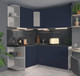 Миниатюра изображения товара Кухонный гарнитур Интерлиния Мила Матте 1.5x1.8 А левая (индиго/индиго глянец/кастилло темный)