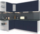 Миниатюра изображения товара Кухонный гарнитур Интерлиния Мила Матте 1.5x2.4 А левая (индиго/индиго глянец/кастилло темный)