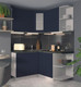 Миниатюра изображения товара Кухонный гарнитур Интерлиния Мила Матте 1.5x1.4 А правая (индиго/индиго глянец/кастилло темный)
