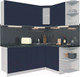 Миниатюра изображения товара Кухонный гарнитур Интерлиния Мила Матте 1.5x1.9 А правая (индиго/индиго глянец/кастилло темный)