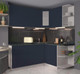 Миниатюра изображения товара Кухонный гарнитур Интерлиния Мила Матте 1.5x1.9 А правая (индиго/индиго глянец/кастилло темный)