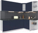 Миниатюра изображения товара Кухонный гарнитур Интерлиния Мила Матте 1.5x2.3 А правая (индиго/индиго глянец/кастилло темный)