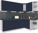 Миниатюра изображения товара Кухонный гарнитур Интерлиния Мила Матте 1.5x2.4 А правая (индиго/индиго глянец/кастилло темный)