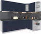 Миниатюра изображения товара Кухонный гарнитур Интерлиния Мила Матте 1.5x2.5 А правая (индиго/индиго глянец/кастилло темный)