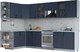Миниатюра изображения товара Кухонный гарнитур Интерлиния Тренд 1.7x3.1 левая (индиго/индиго/опал светлый)