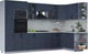 Миниатюра изображения товара Кухонный гарнитур Интерлиния Тренд 1.68x3.4 ВТ правая (индиго/индиго/опал светлый)